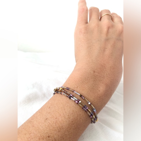 Handmade Beaded Jewelry Necklace Choker Bracelet Anklet Multicolor Gold - Picture 4 of 5